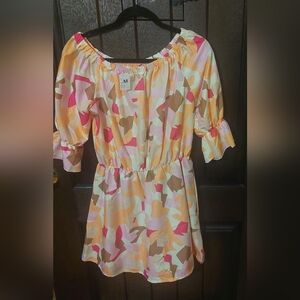 Off shoulder sundress P2P 22 inches, 33.5 inches long, multi-colored col…